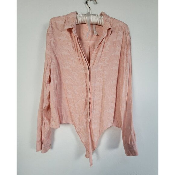 Anthropologie Cloth & Stone Women Joanie Tie-Front Button-Down Shirt Large Peach - Picture 1 of 8